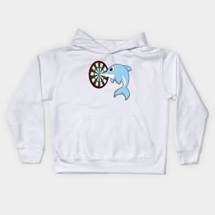 Dolphin at Darts with Dartboard Kids Hoodie